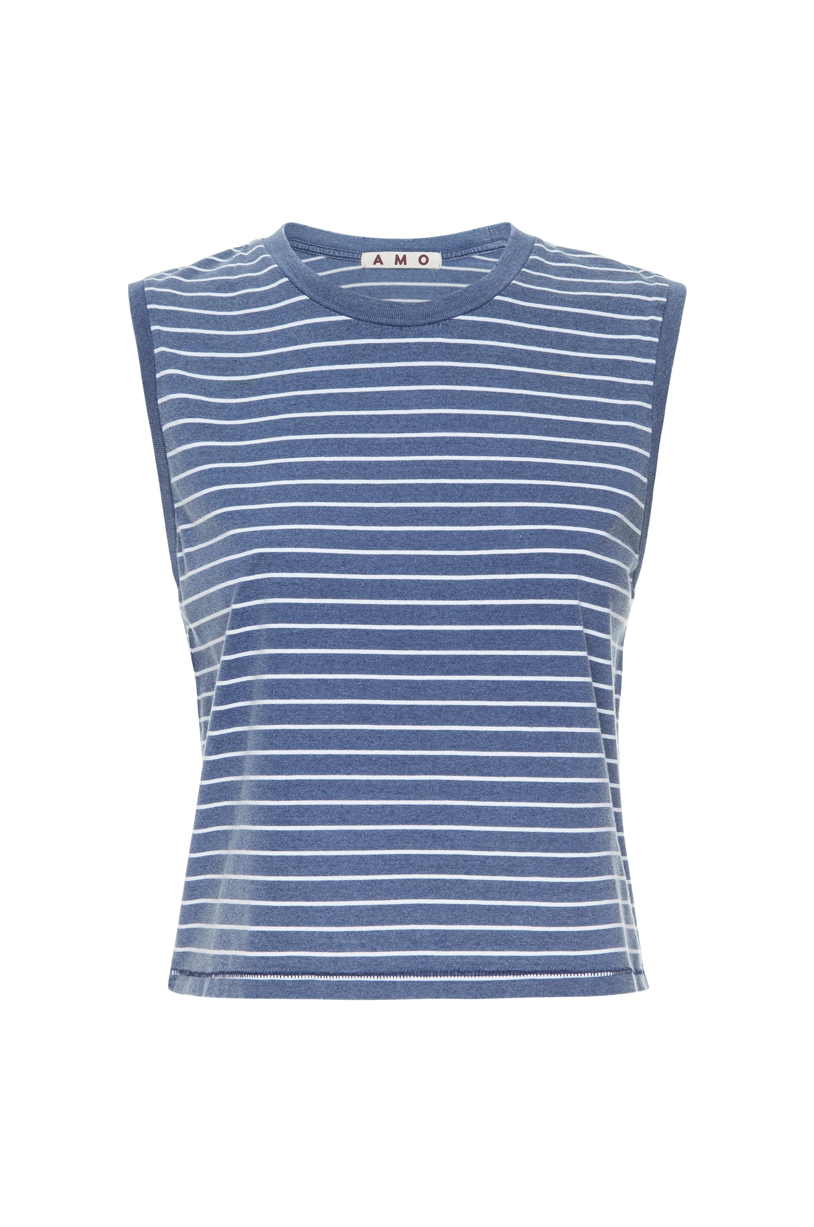 Sleeveless Babe Tee - Indigo/White