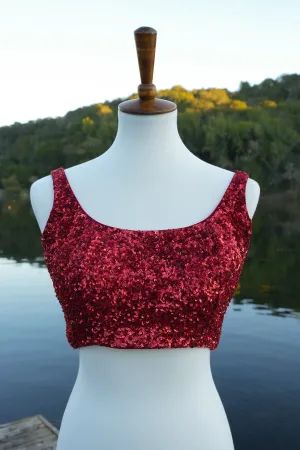 Sleeveless Red Glitter Blouse