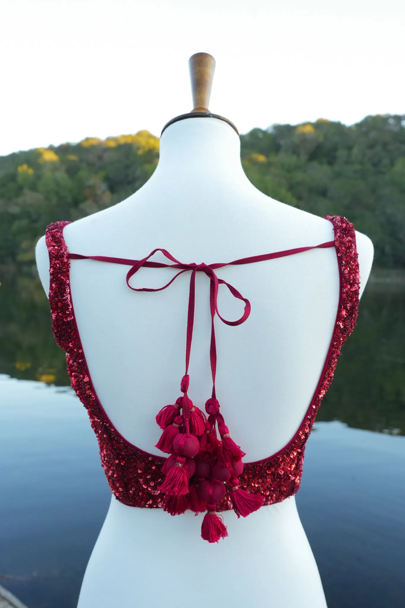 Sleeveless Red Glitter Blouse
