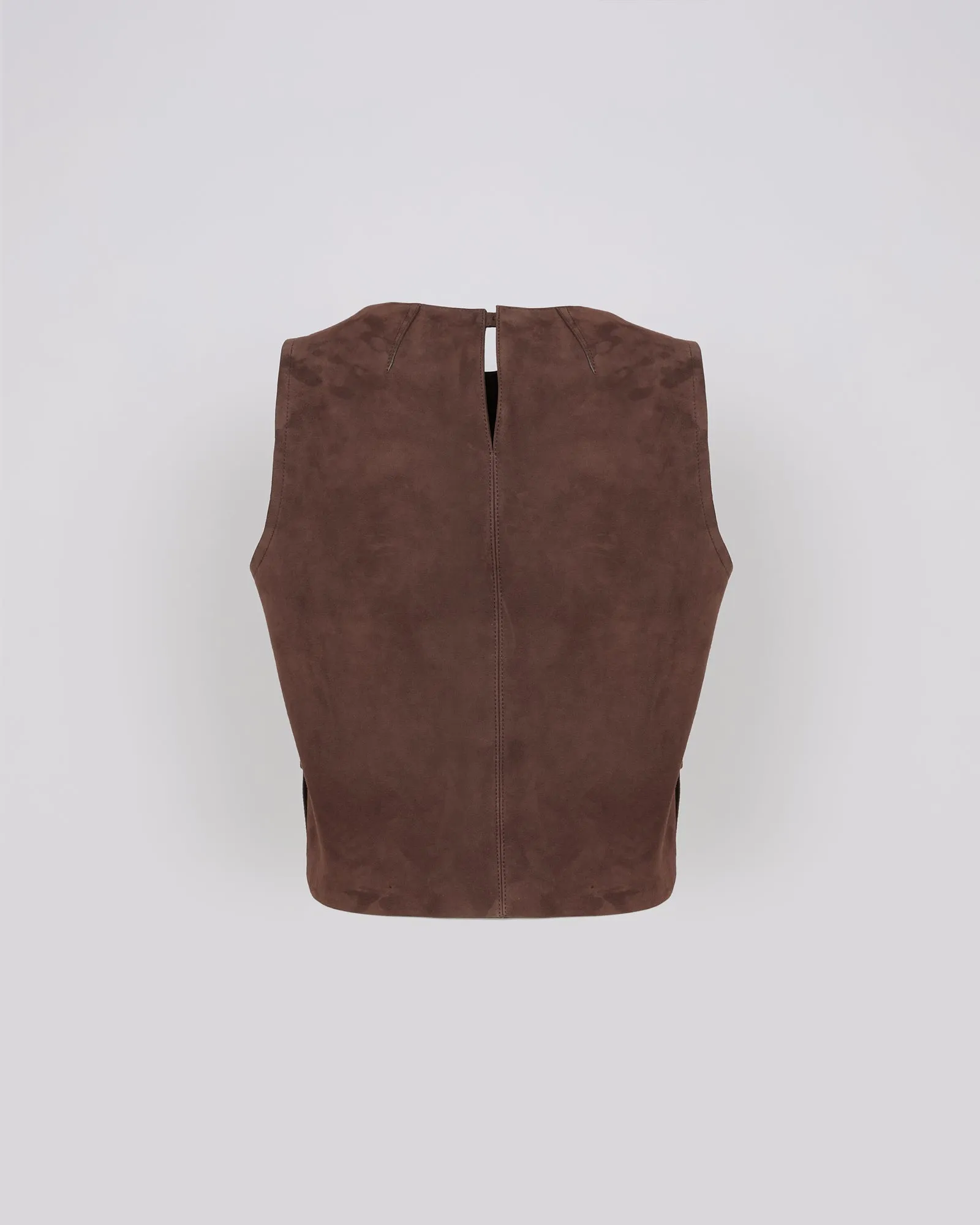 Sleeveless top in double-sided velour lamb leather