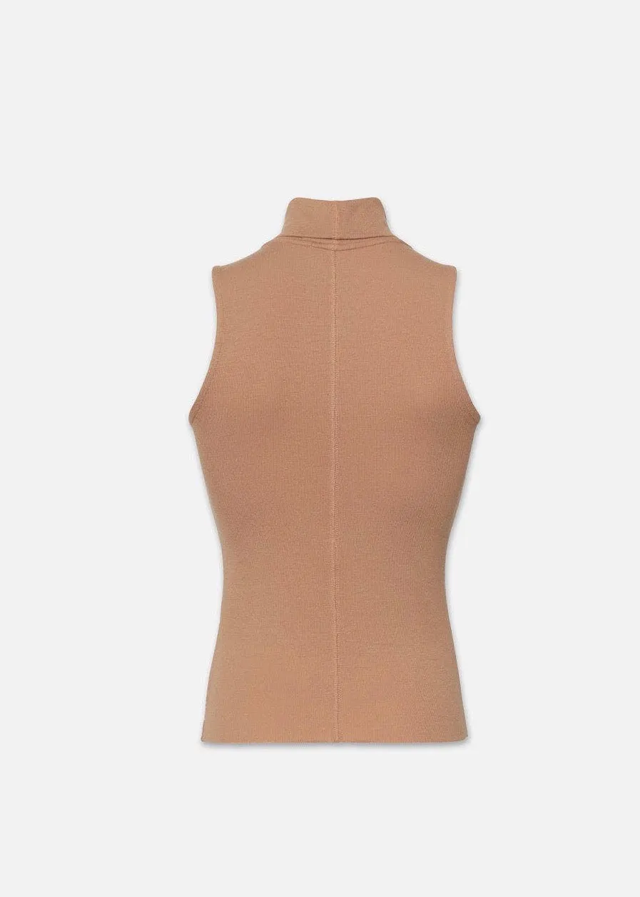 Sleeveless Turtleneck Top (Camel)