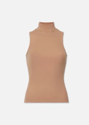 Sleeveless Turtleneck Top (Camel)