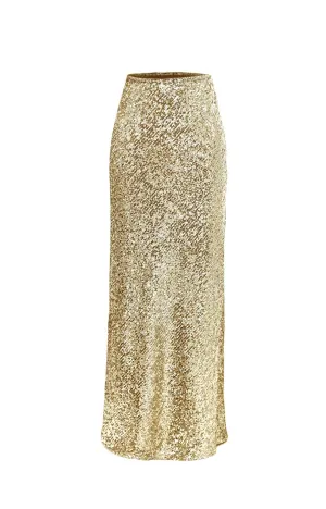 Slip Skirt Maxi-sequin-Gold