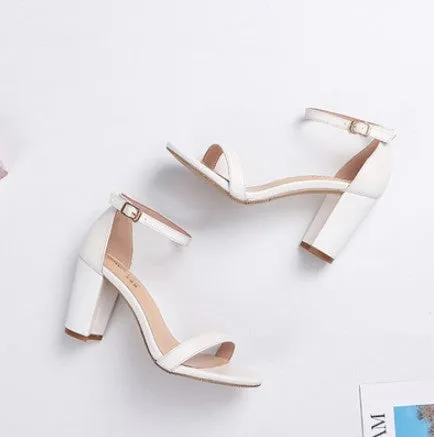 Small Size Block Heel Ankle Strap Sandals SS352