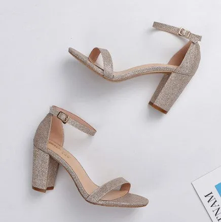 Small Size Block Heel Ankle Strap Sandals SS352