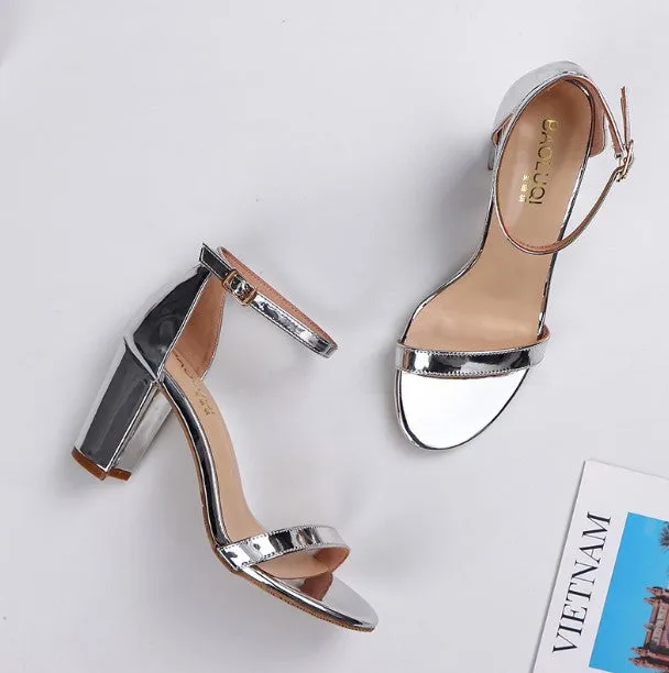 Small Size Block Heel Ankle Strap Sandals SS352