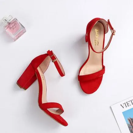 Small Size Block Heel Ankle Strap Sandals SS352