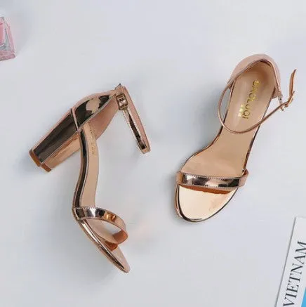 Small Size Block Heel Ankle Strap Sandals SS352