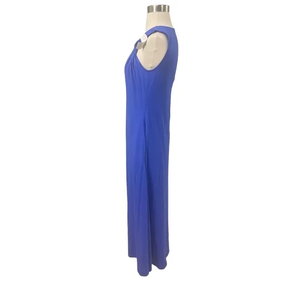 Soft Surroundings Blue Maxi Long Dress Sundress Soft Stretch Pockets Vacation