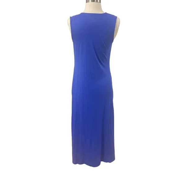 Soft Surroundings Blue Maxi Long Dress Sundress Soft Stretch Pockets Vacation