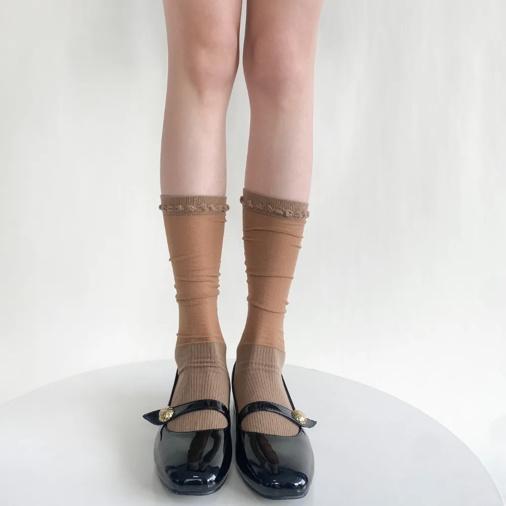 Solid Color Breathable Calf Socks