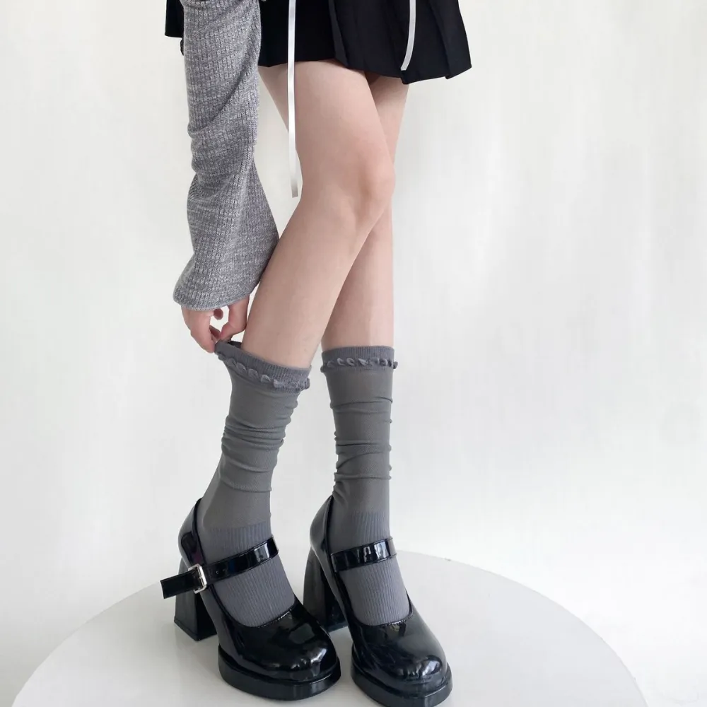 Solid Color Breathable Calf Socks