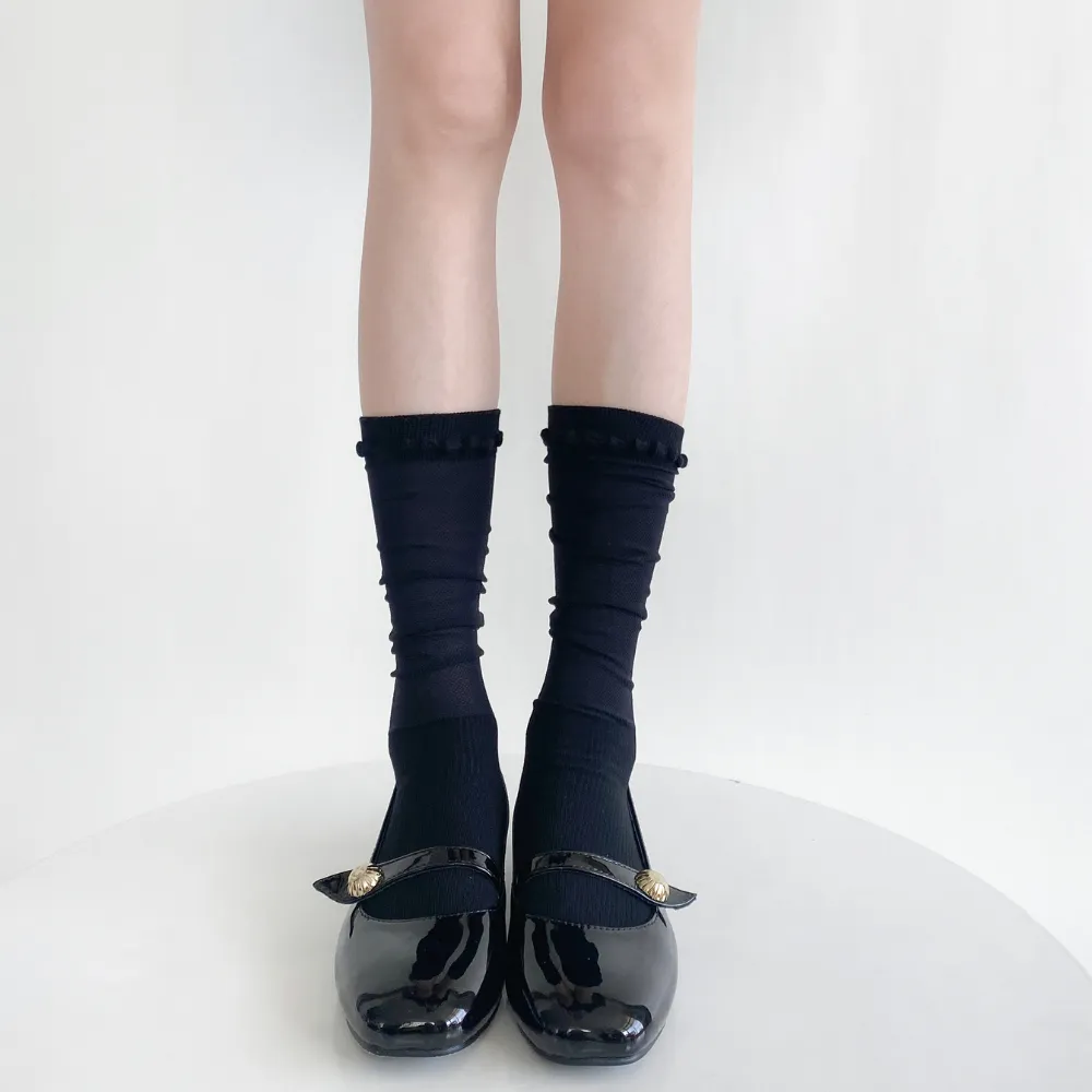 Solid Color Breathable Calf Socks