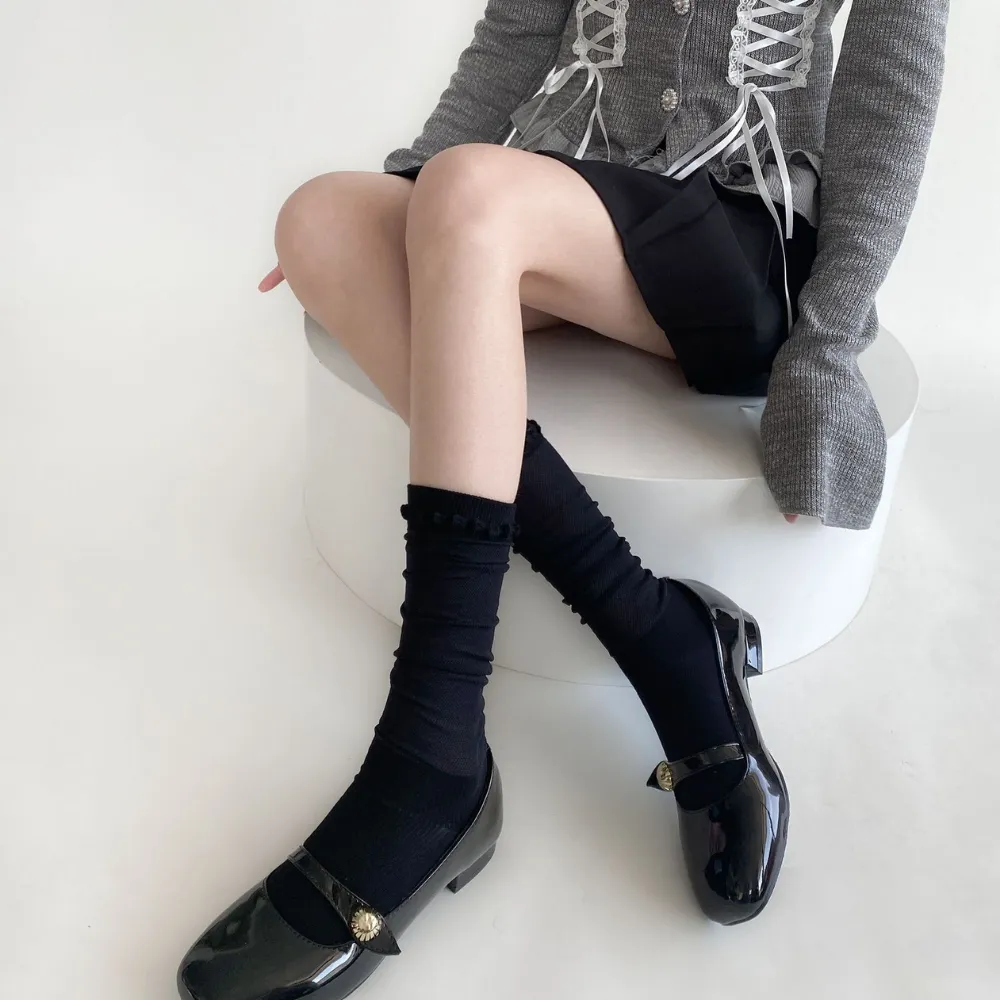 Solid Color Breathable Calf Socks