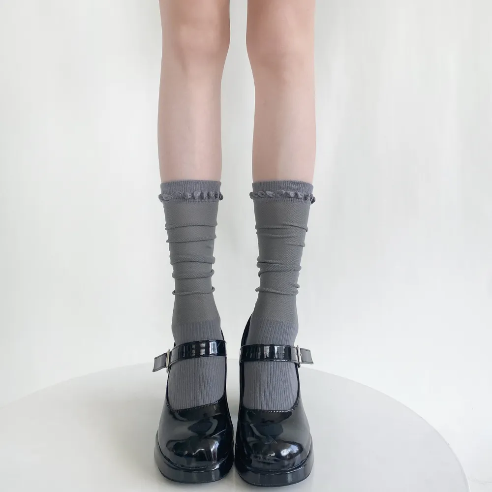 Solid Color Breathable Calf Socks
