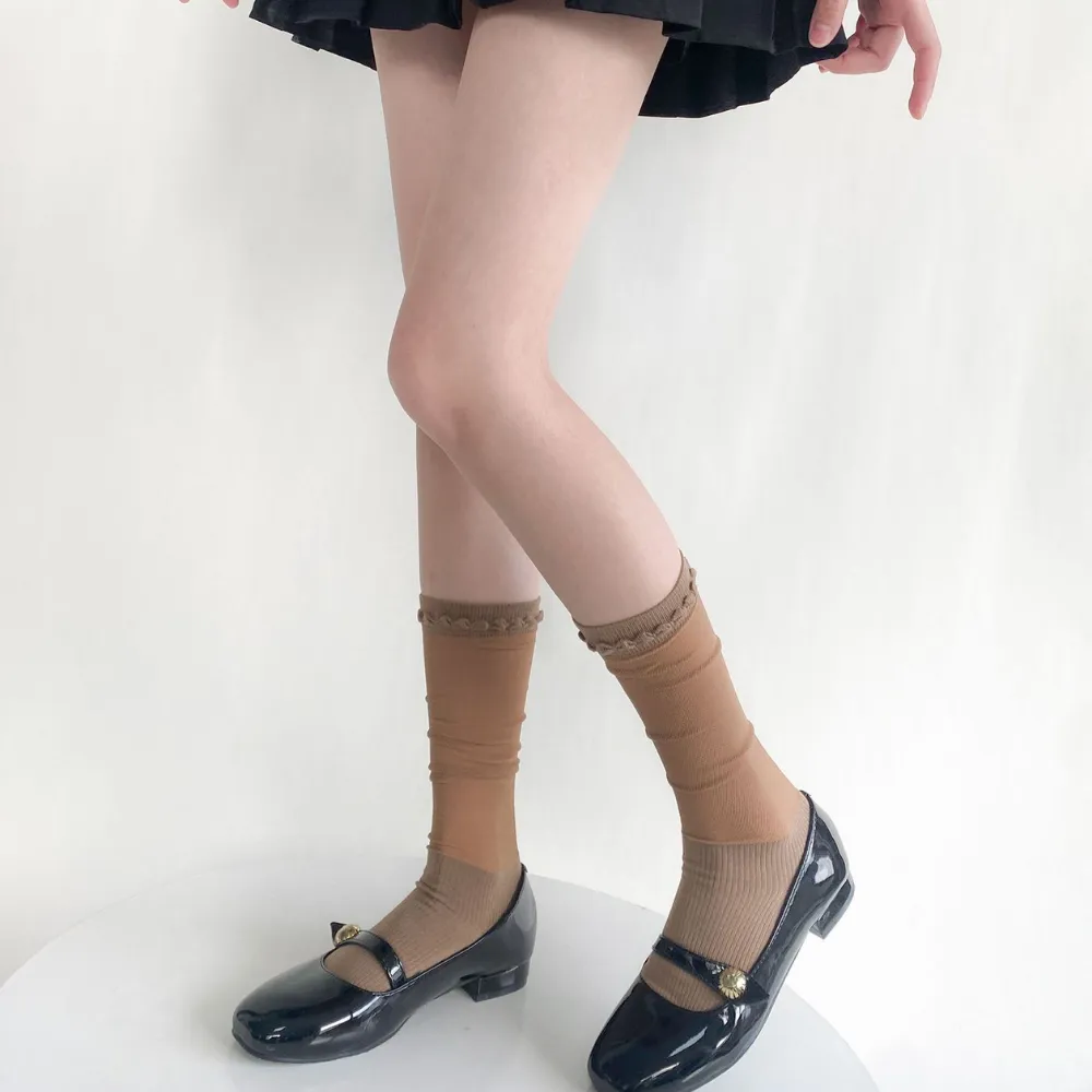 Solid Color Breathable Calf Socks