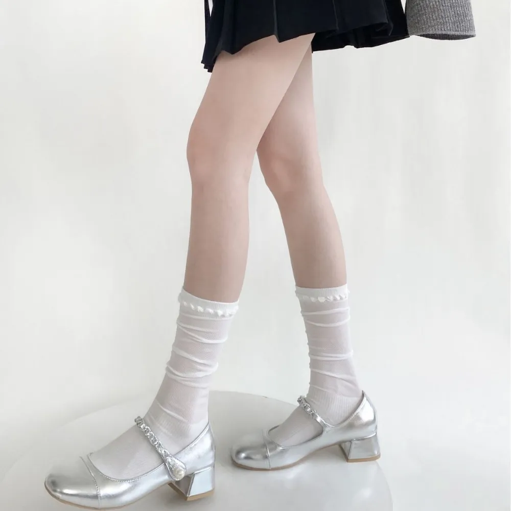 Solid Color Breathable Calf Socks