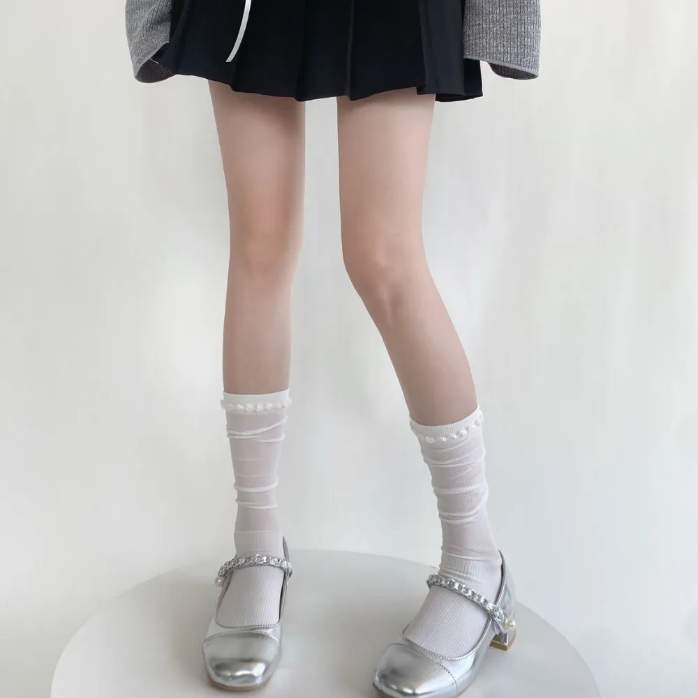 Solid Color Breathable Calf Socks