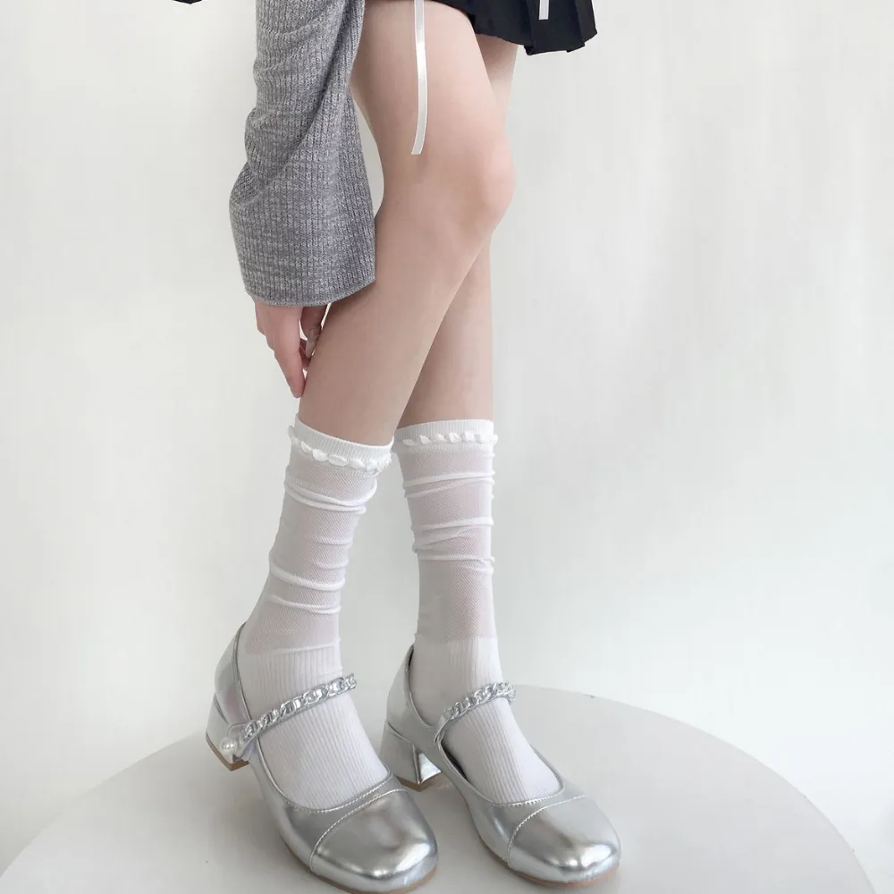 Solid Color Breathable Calf Socks