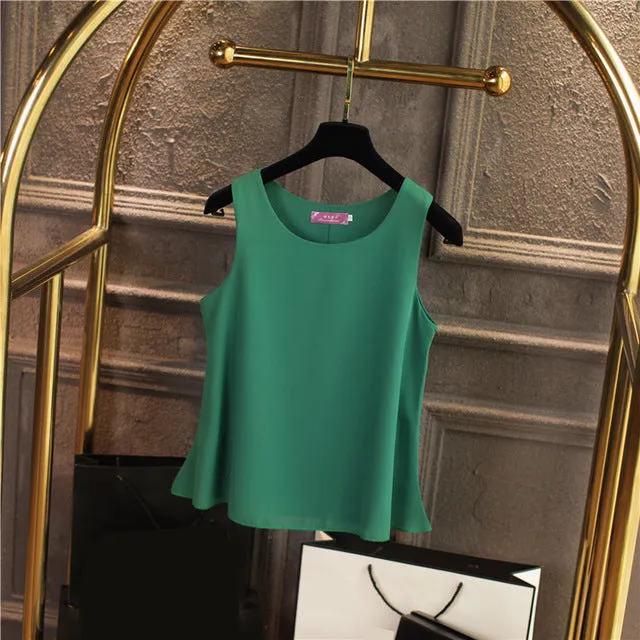 Solid Color Chiffon Blouse