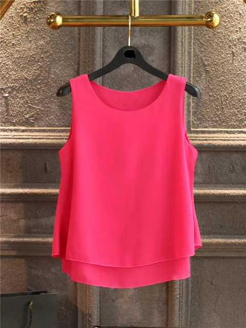Solid Color Chiffon Blouse