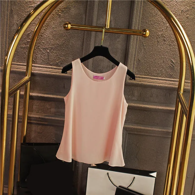 Solid Color Chiffon Blouse
