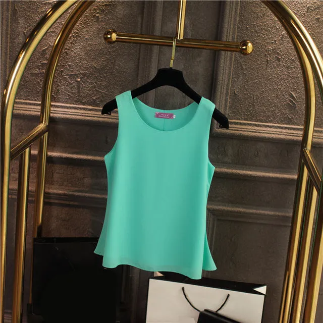 Solid Color Chiffon Blouse