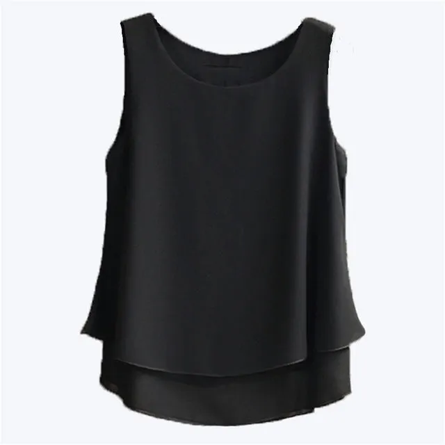 Solid Color Chiffon Blouse