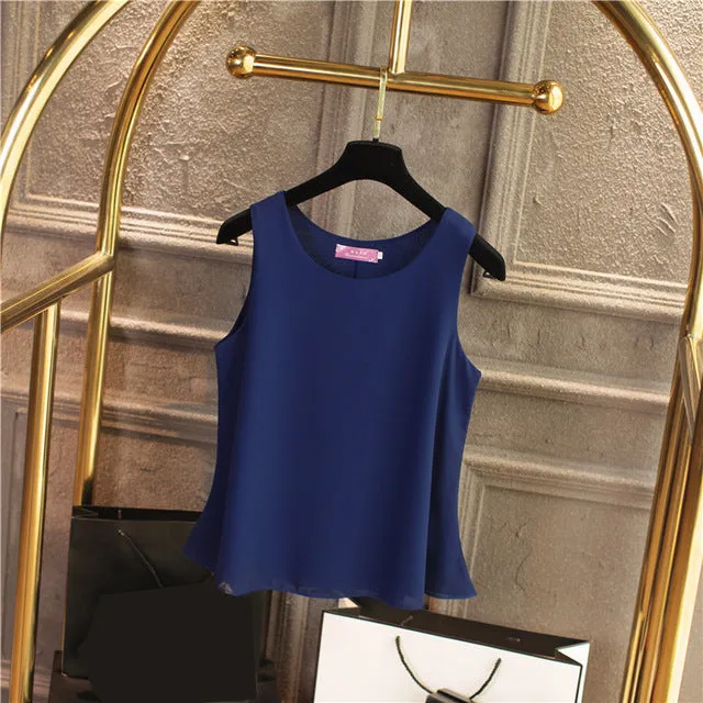 Solid Color Chiffon Blouse