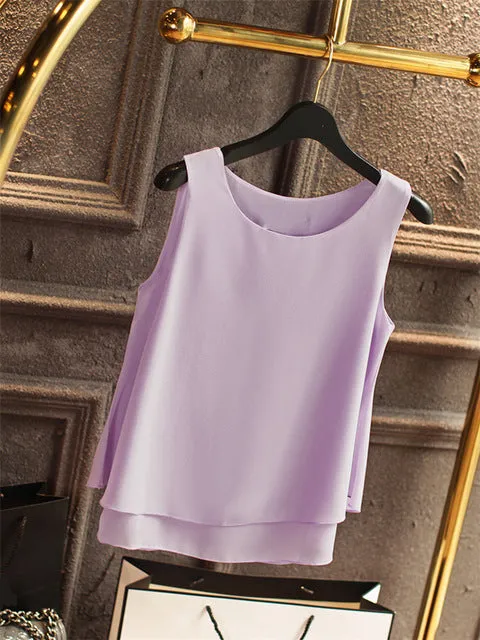 Solid Color Chiffon Blouse