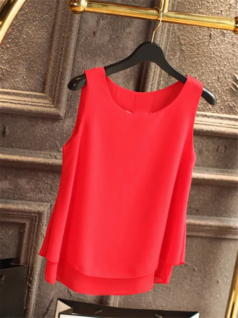 Solid Color Chiffon Blouse