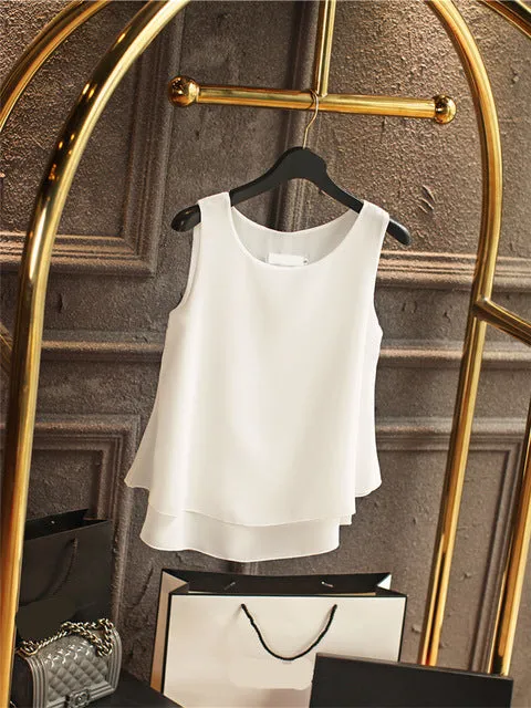 Solid Color Chiffon Blouse