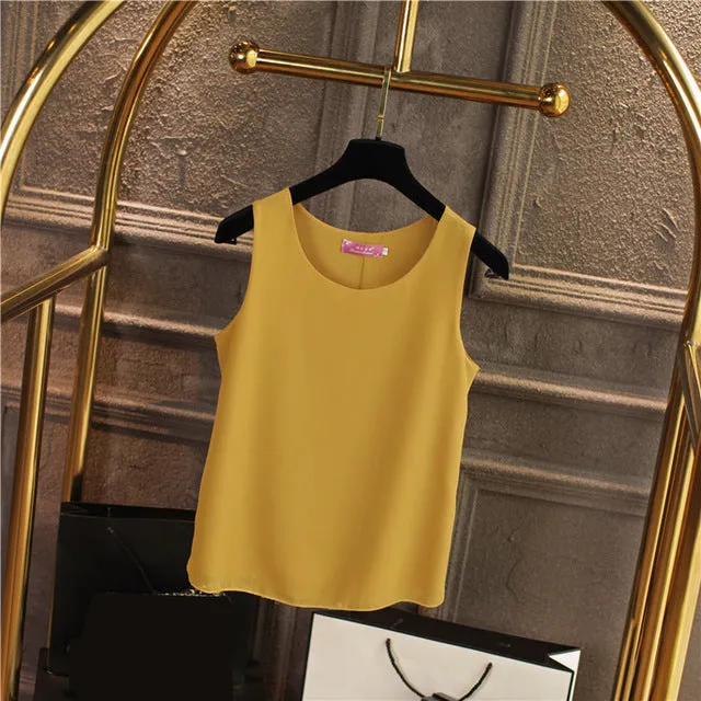 Solid Color Chiffon Blouse