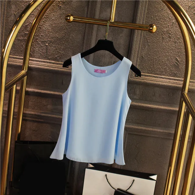 Solid Color Chiffon Blouse
