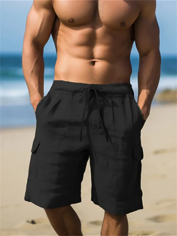 Solid Color Daily Wear Men's Knee Length Shorts