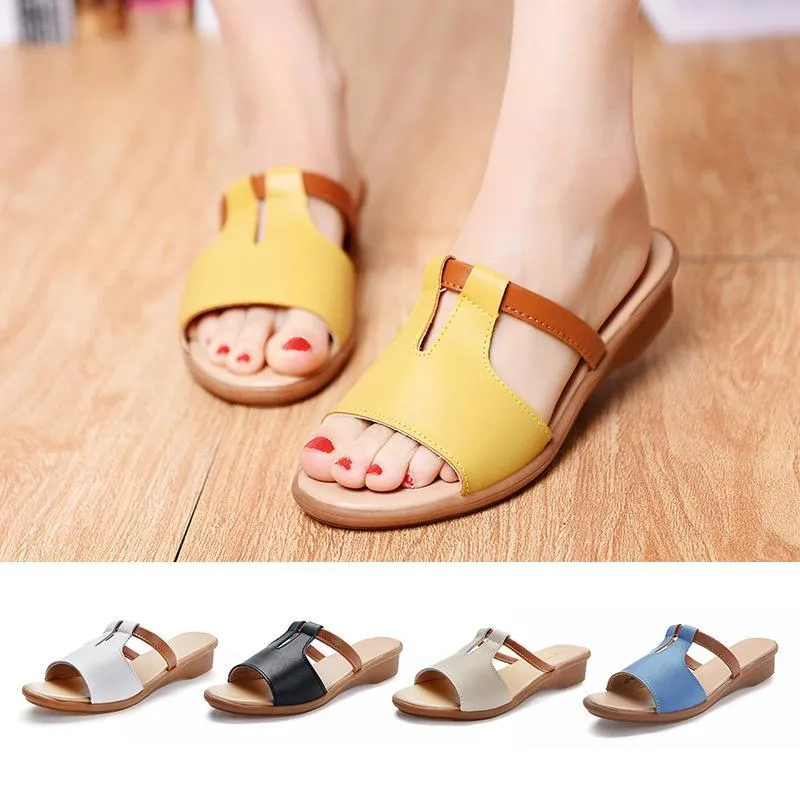 Sommer Leder Flip Flops Sandalen für Frauen