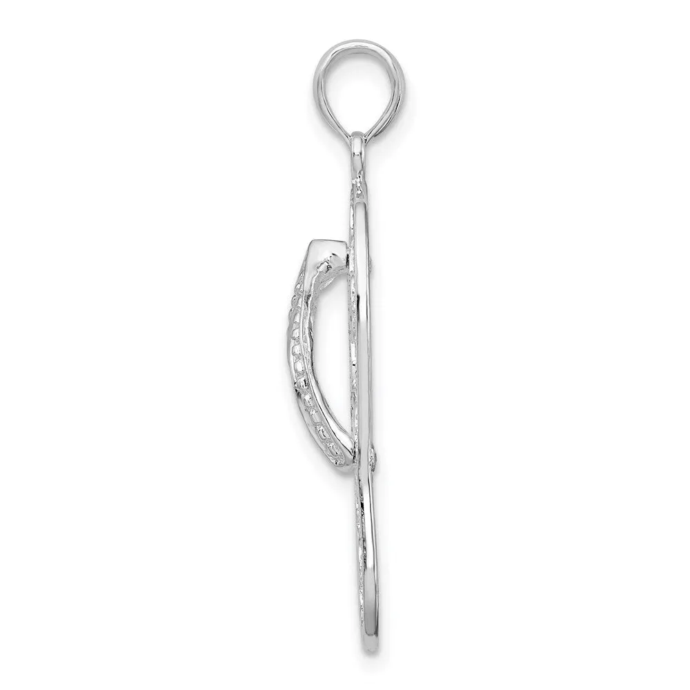 Sterling Silver Polished 3D Cut-out Turtles Flip-flop Pendant