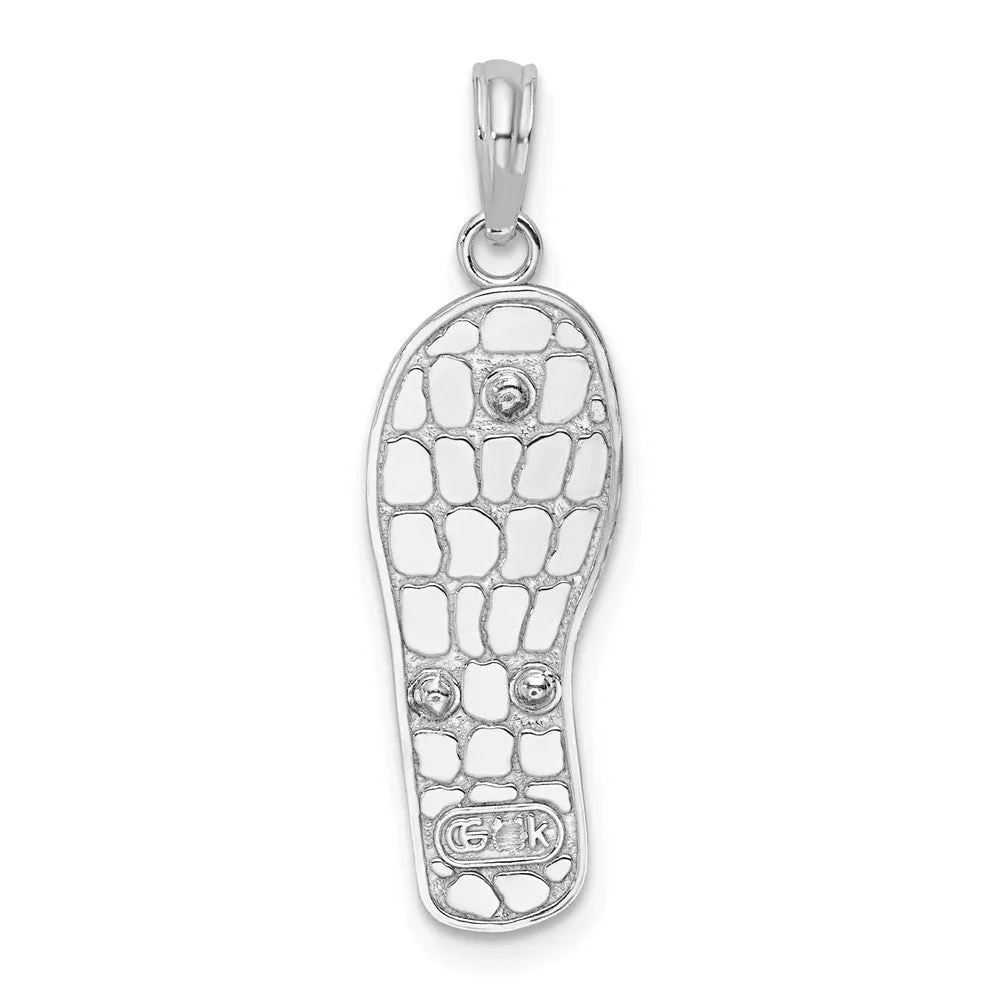 Sterling Silver Polished 3D Enameled Beach Scene Flip-flop Pendant
