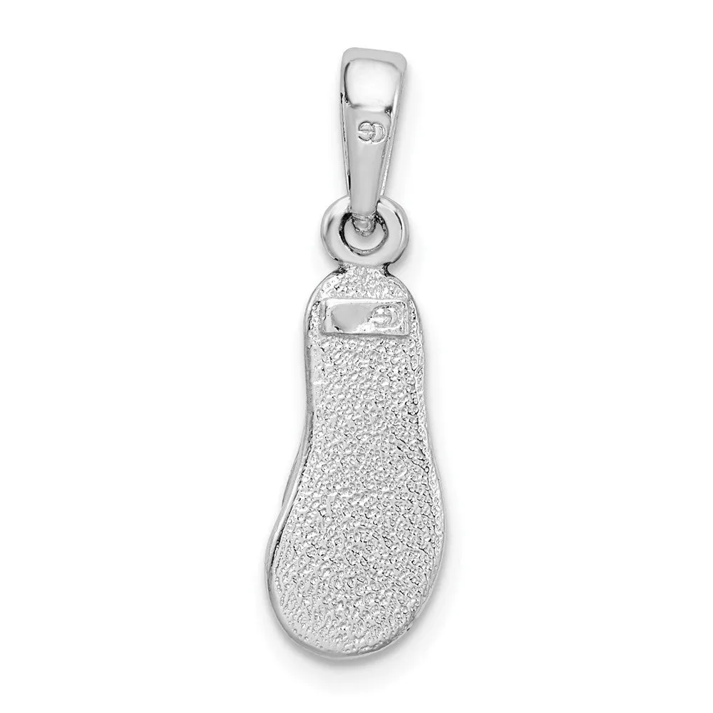 Sterling Silver Polished Enameled Pink Flip-flop Pendant