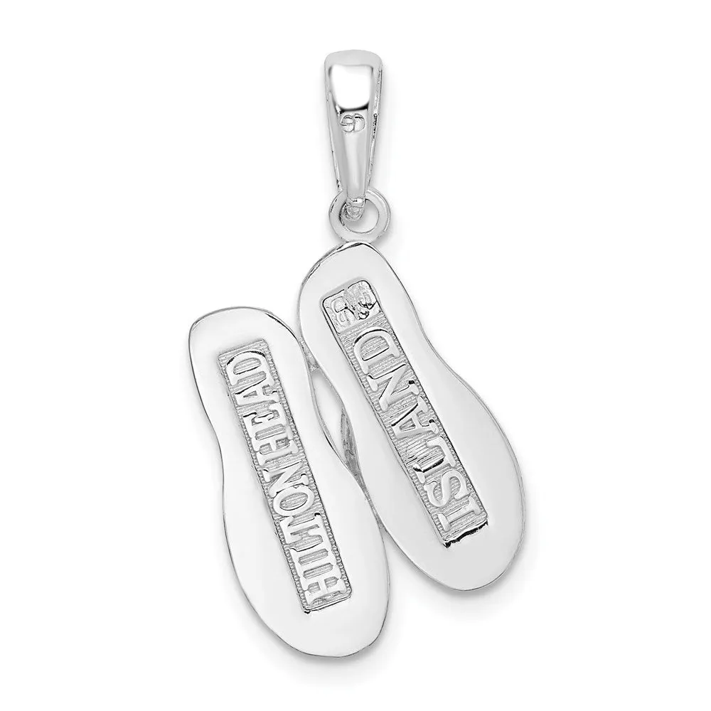 Sterling Silver Polished Hilton Head Island Flip Flop Pendant