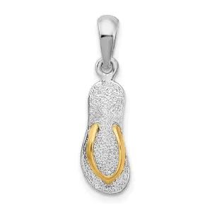 Sterling Silver Textured 3D Flip-flop w/14 Straps Pendant