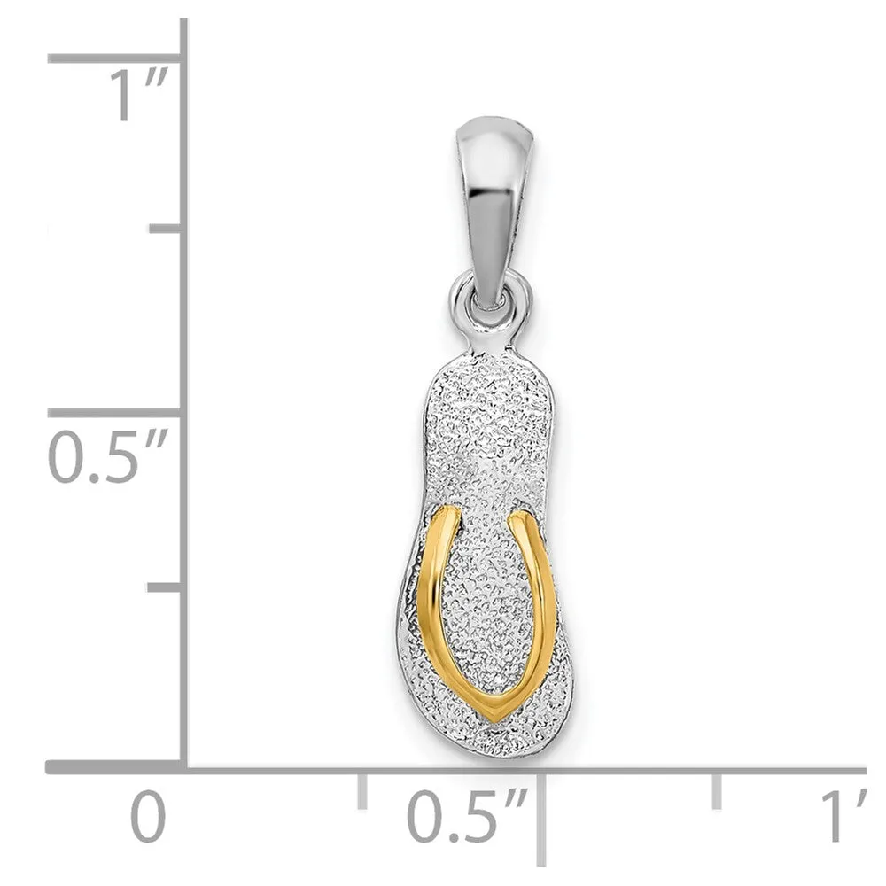 Sterling Silver Textured 3D Flip-flop w/14 Straps Pendant