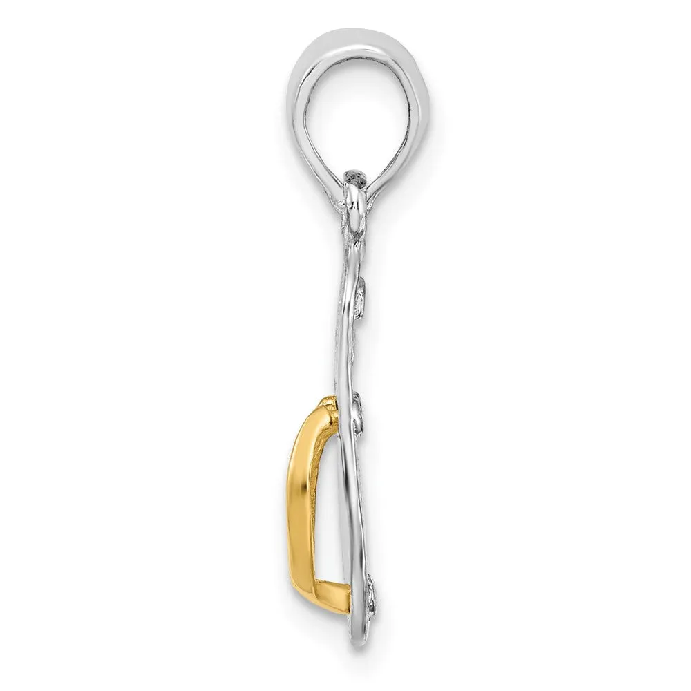 Sterling Silver Textured 3D Flip-flop w/14 Straps Pendant