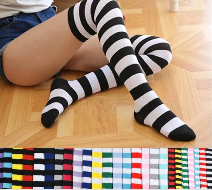 Stockings ladies over knee socks Japanese thigh socks striped high socks socks