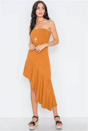 Strapless Flounce Hem Dress | Clay
