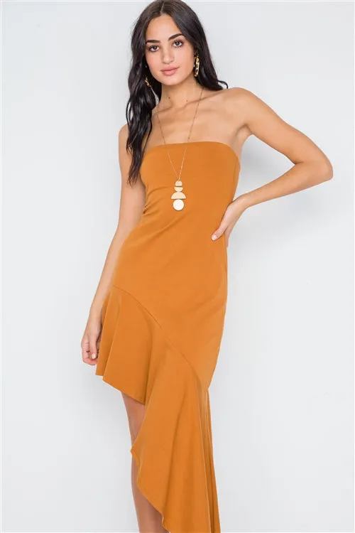 Strapless Flounce Hem Dress | Clay