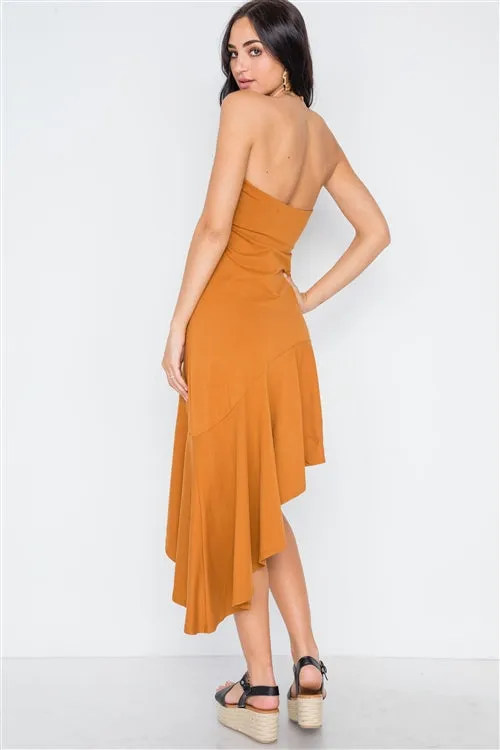Strapless Flounce Hem Dress | Clay