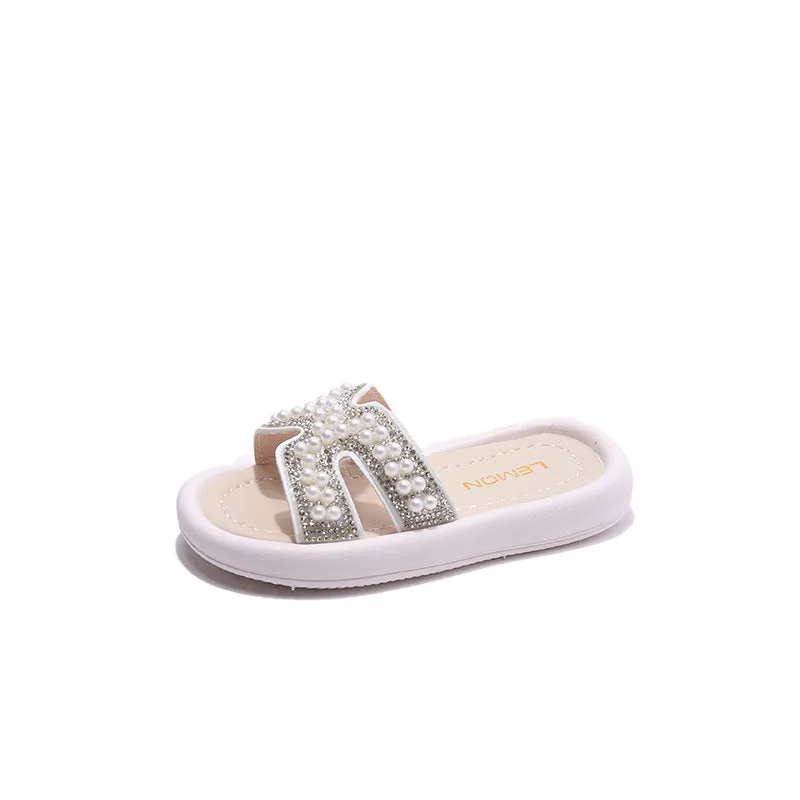 Strict Selection  Summer Children's Slippers Girls' Diamond Princess Flip-Flops Student Korean Style Sandals One Piece Dropshipping