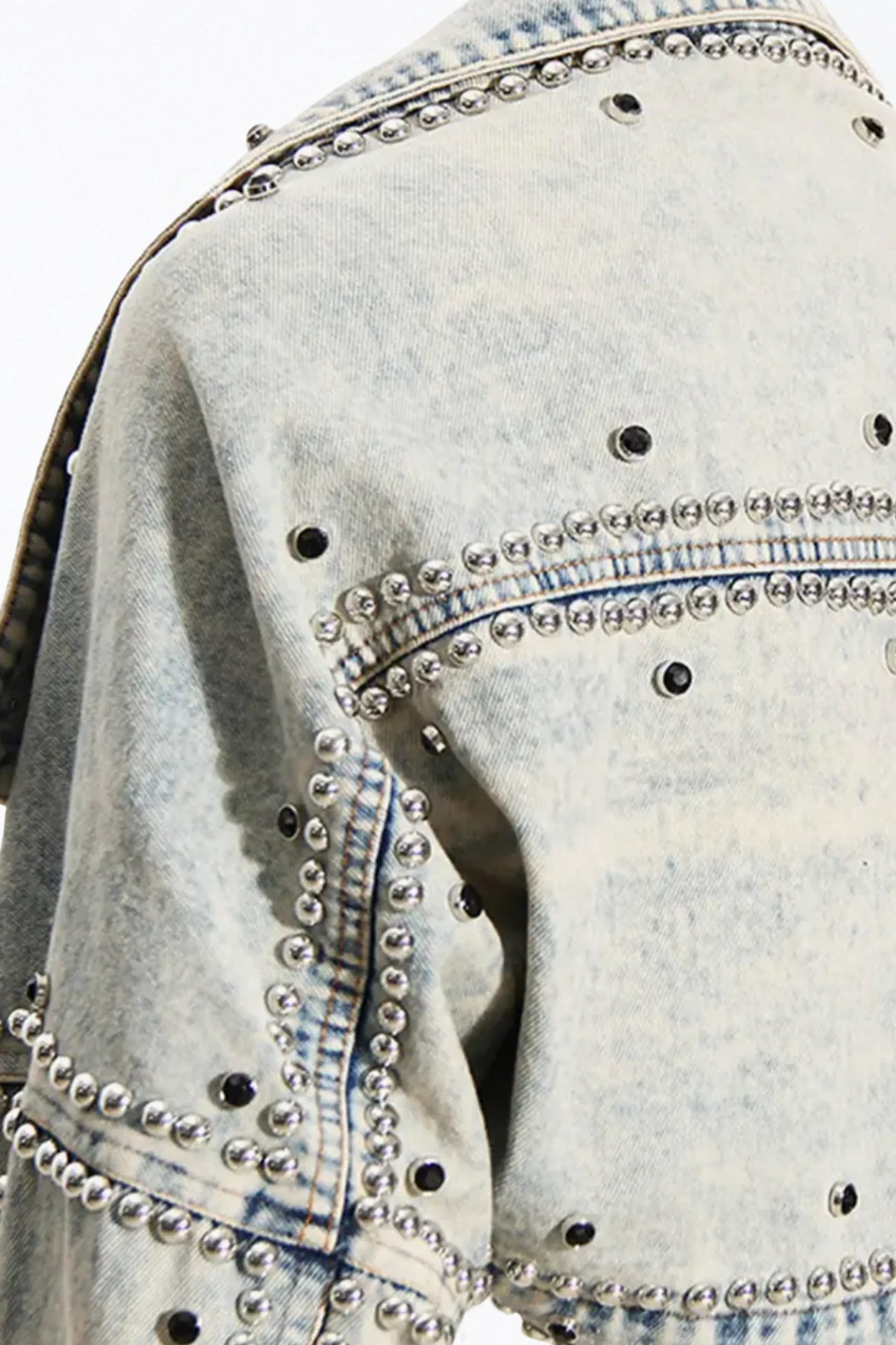 STUDDED COTTON DENIM BOLERO