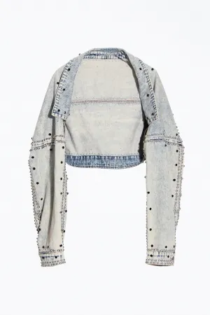 STUDDED COTTON DENIM BOLERO